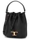 T Timeless Leather Micro Logo Bucket Bag Black - TOD'S - BALAAN 3