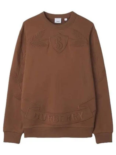 Embroidered Oak Leaf Crest Sweatshirt Dark Birch Brown - BURBERRY - BALAAN 1