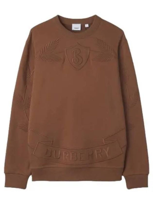 Embroidered Oak Leaf Crest Sweatshirt Dark Birch Brown T Shirt - BURBERRY - BALAAN 1