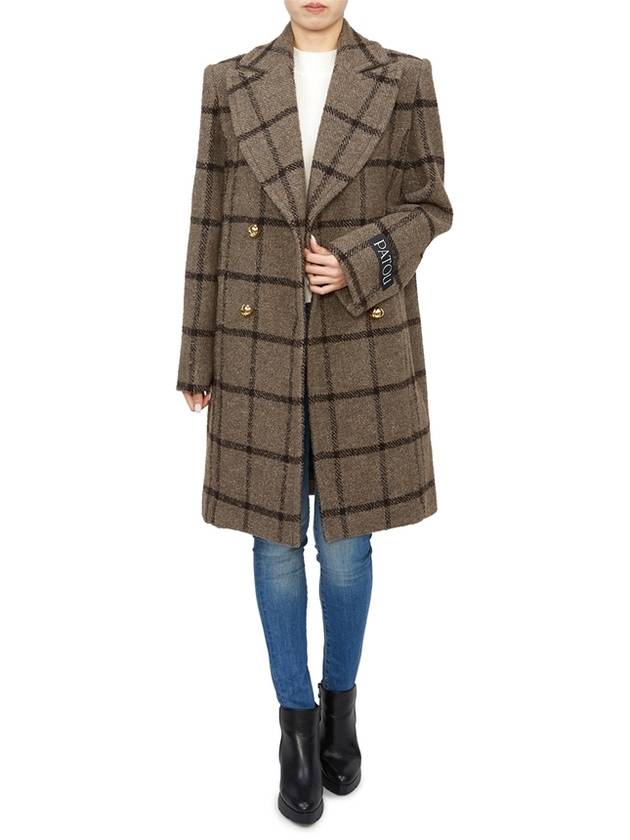 Wool Blend Breasted Double Coat Grey - PATOU - BALAAN 7