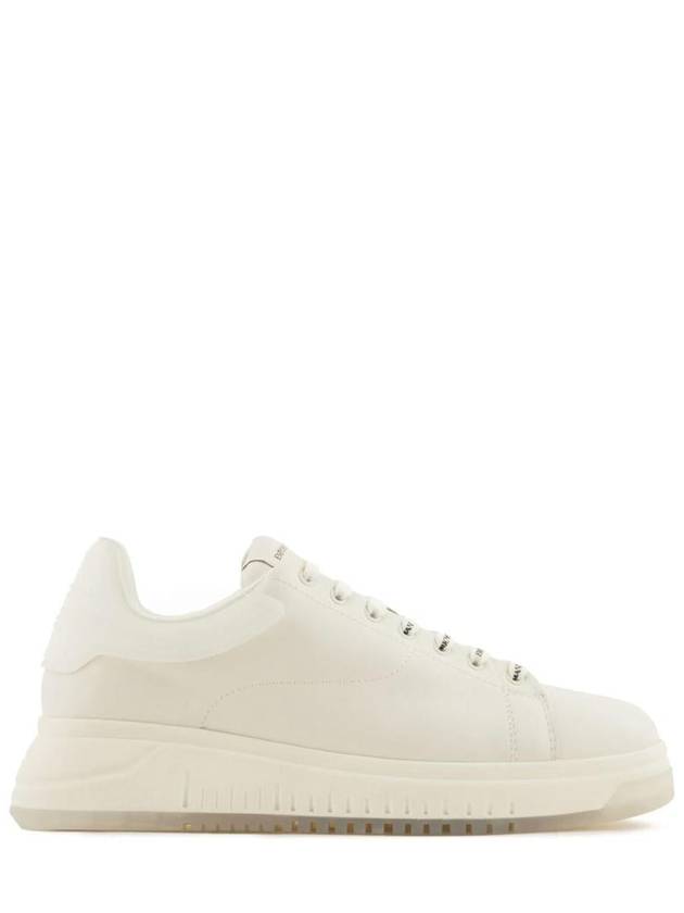 Leather Low Top Sneakers Ivory - EMPORIO ARMANI - BALAAN 2