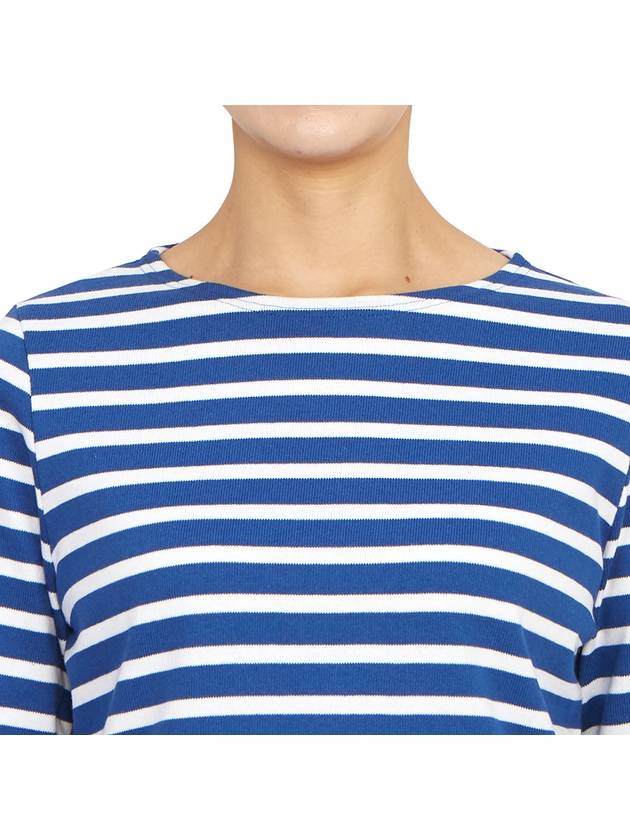 Women's Meridame II Striped Long Sleeve T-Shirt White Blue - SAINT JAMES - BALAAN 7