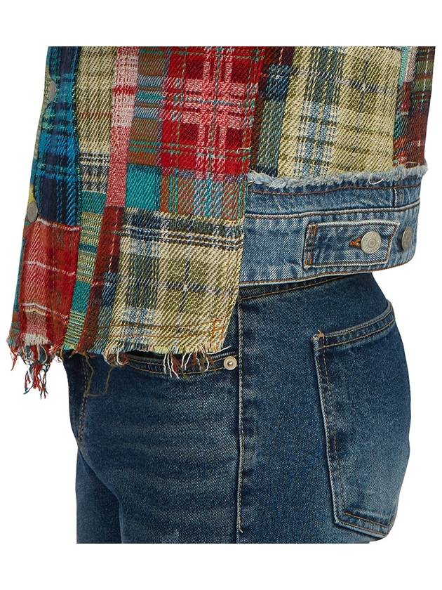 Tartan Patchwork Denim Vest Blue - ACNE STUDIOS - BALAAN 9