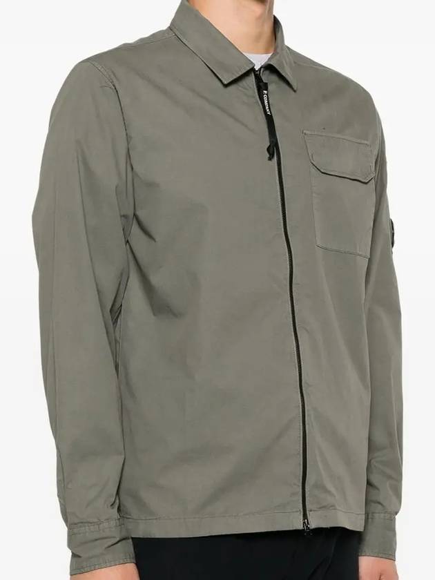 Oversized Organic Gabardine Long Sleeve Shirt Green - CP COMPANY - BALAAN 4