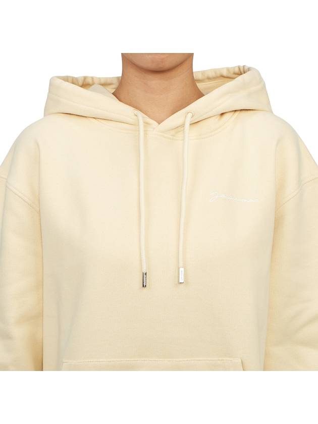 Le Brode Embroidered Logo Cotton Hoodie Ivory - JACQUEMUS - BALAAN 8