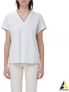 Monilli V-Neck Short Sleeve T-Shirt White - BRUNELLO CUCINELLI - BALAAN 2