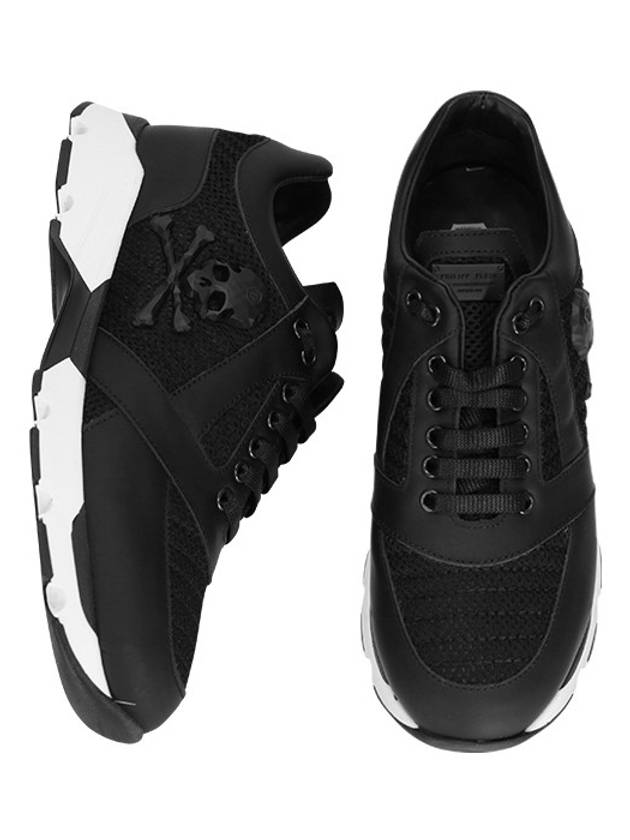 Skull Leather Low Top Sneakers Black - PHILIPP PLEIN - BALAAN 3