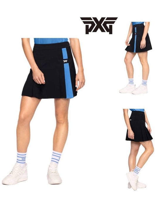 Women's Golf Wear Blue Striped Pleated Skirt - PXG - BALAAN 1