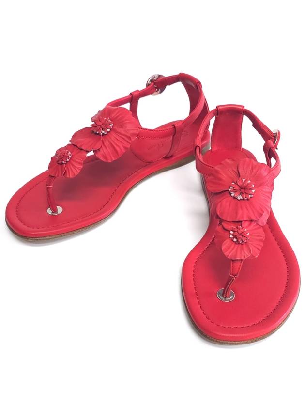 Flip flop red flower sandals 35 Korean size 220mm - LORO PIANA - BALAAN 1