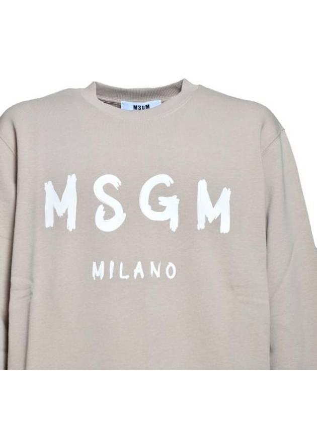 Brushed Logo Cotton Sweatshirt Beige - MSGM - BALAAN 4