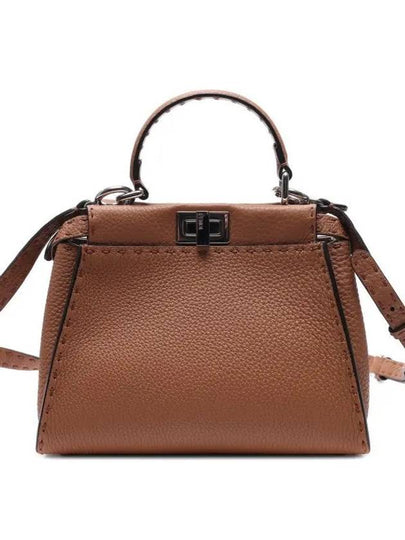 Peekaboo Small Leather Tote Bag Brown - FENDI - BALAAN 2