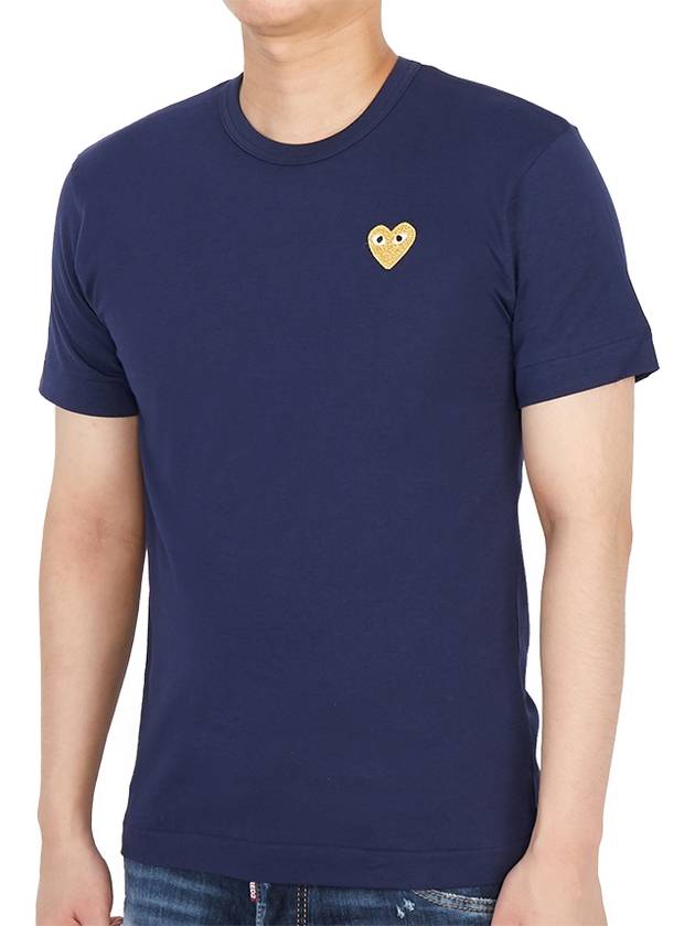 Men's Gold Heart Wappen Short Sleeve T-Shirt P1 T216 2 Navy - COMME DES GARCONS PLAY - BALAAN 3