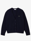 Relaxed Fit V-Neck Wool Cardigan Navy - LACOSTE - BALAAN 2