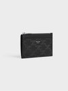 Zipper Calfskin Triomphe Embossed Card Wallet Black - CELINE - BALAAN 3