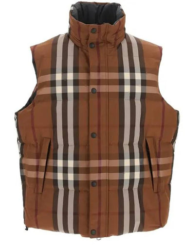 Reversible Check Nylon Quilted Puffer Padded Vest Dark Birch Brown - BURBERRY - BALAAN 1