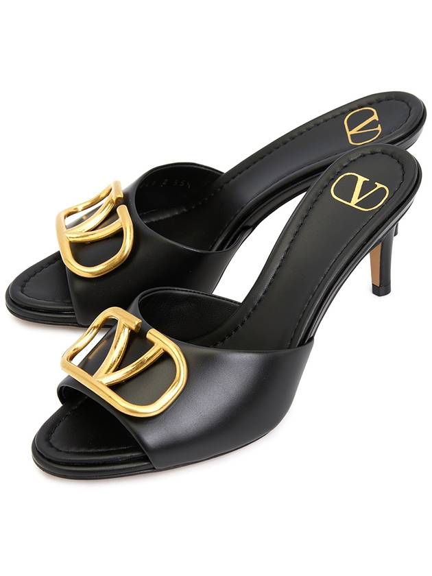 V Logo Signature Sandal Heels Black - VALENTINO - BALAAN.