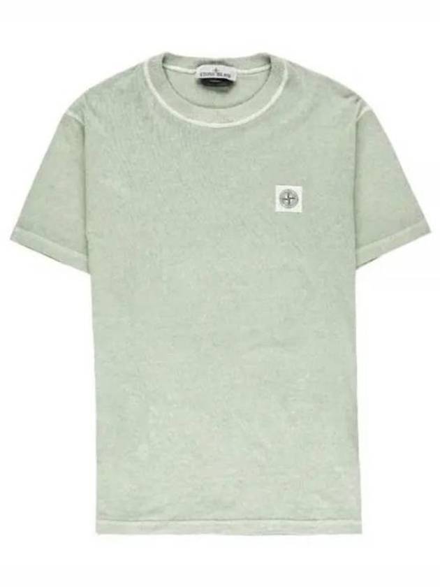 Pisato Effect Logo Patch Short Sleeve T-Shirt Green - STONE ISLAND - BALAAN 2