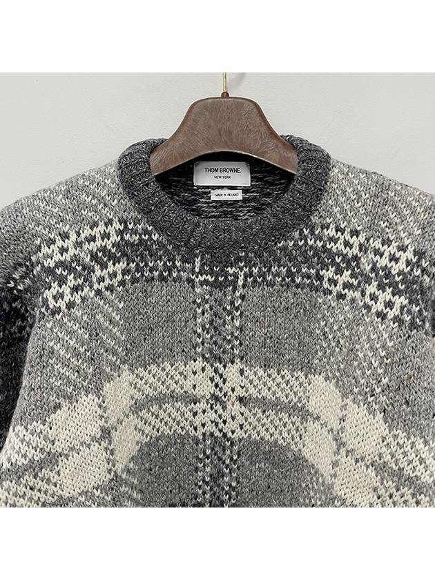 Tartan Check Jacquard Wool Mohair Knit Top Grey - THOM BROWNE - BALAAN 5