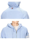 Men's Wapple 4 Bar Reglan Hooded Zip Up Light Blue - THOM BROWNE - BALAAN.