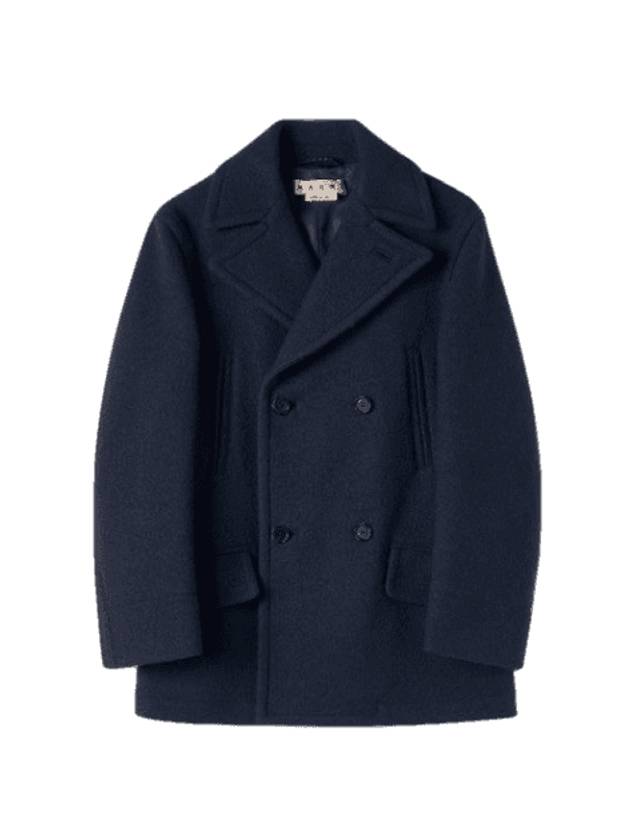 Boucle Wool Midi Double Coat Navy - MARNI - BALAAN 1