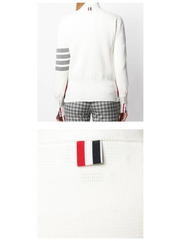 Cotton 4-Bar Milano Classic V-Neck Cardigan White - THOM BROWNE - BALAAN 7