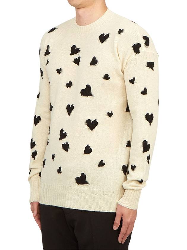 Men's Heart Motif Wool Knit Top Ivory - MARNI - BALAAN 3