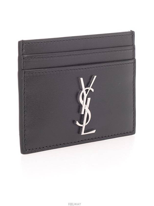 Monogram Card Case in Smooth Leather Black - SAINT LAURENT - BALAAN 3