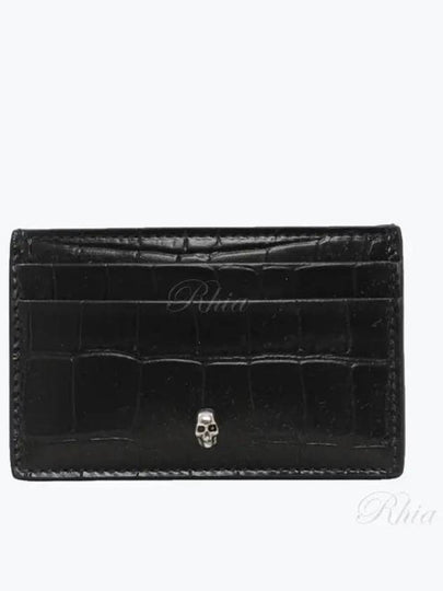 Embossed Croc Card Wallet Black - ALEXANDER MCQUEEN - BALAAN 2