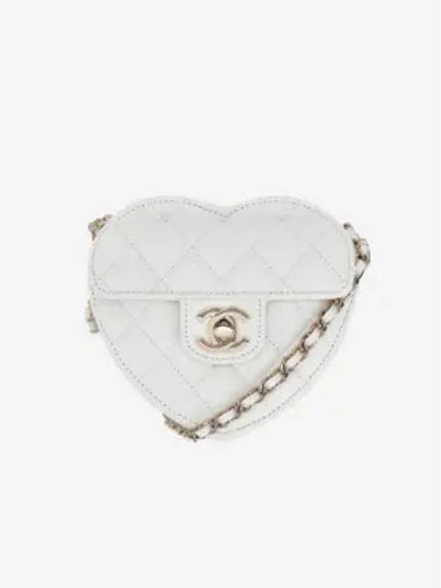 Gold Hardware Heart Quilting Lambskin Clutch Mini bag White - CHANEL - BALAAN 2