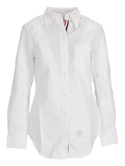 Button Down Cotton Oxford Long Sleeve Shirt White - THOM BROWNE - BALAAN 2