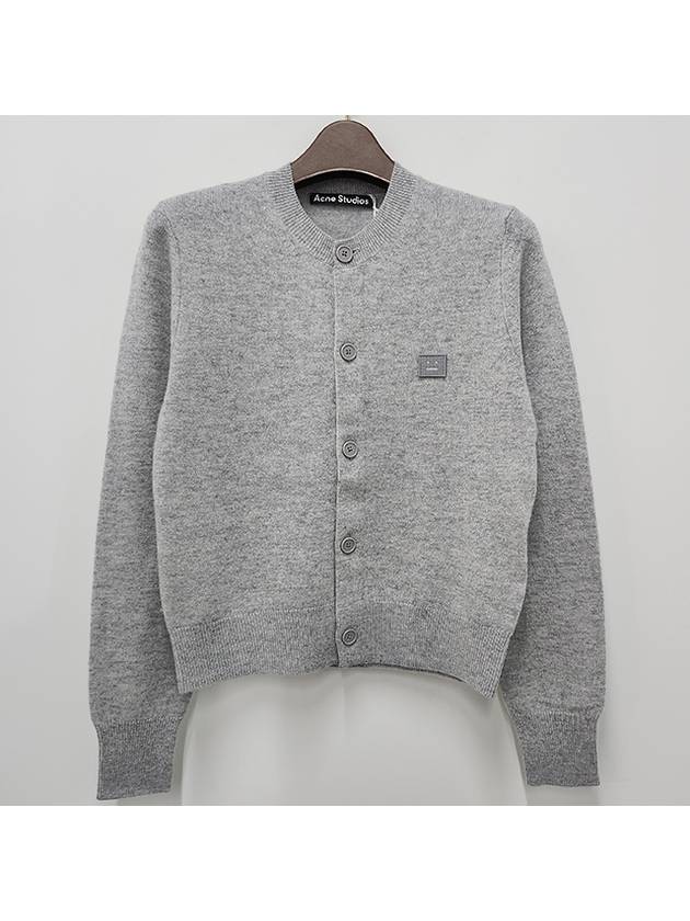 Face Patch Crop Cardigan Light Grey Melange - ACNE STUDIOS - BALAAN 3