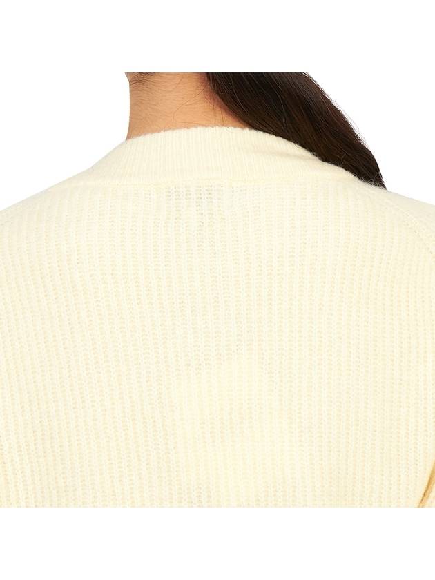 Ribbed V-Neck Soft Wool Cardigan Yellow - GANNI - BALAAN 8