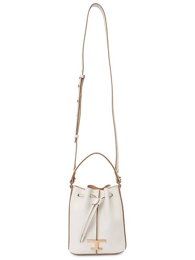 T Timeless Leather Micro Logo Bucket Bag White - TOD'S - BALAAN 8