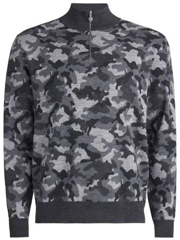 Camo Jacquard Quarter Zip Merino Wool Knit Top Charcoal - G/FORE - BALAAN 2