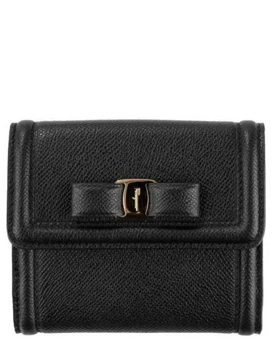 Women's Vara Ribbon Half Wallet Black - SALVATORE FERRAGAMO - BALAAN 2