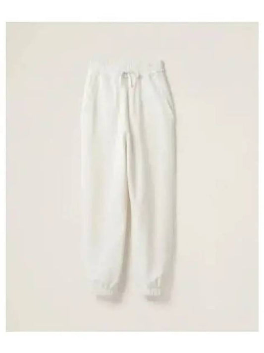 Embroidered Logo Drawstring Cotton Track Pants White - MIU MIU - BALAAN 2