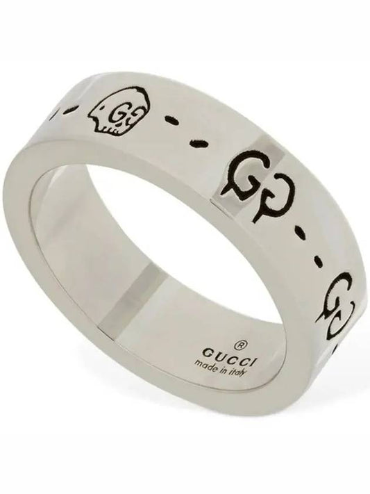 Logo Detail Inside Ghost Band Silver Ring - GUCCI - BALAAN 1