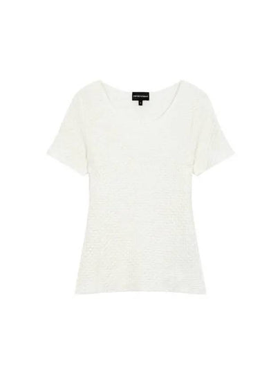 Women s Textured Short Sleeve Knit White - EMPORIO ARMANI - BALAAN 1