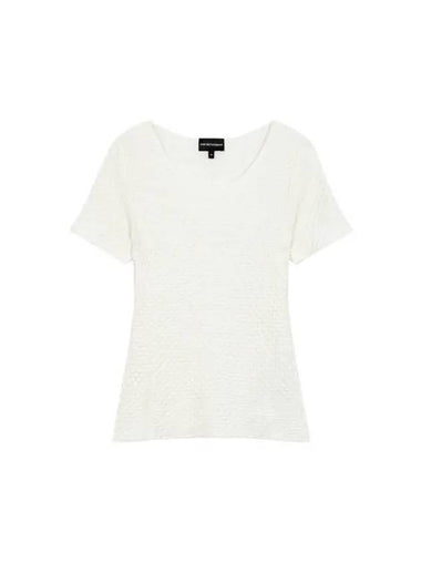 Women s Textured Short Sleeve Knit White - EMPORIO ARMANI - BALAAN 1