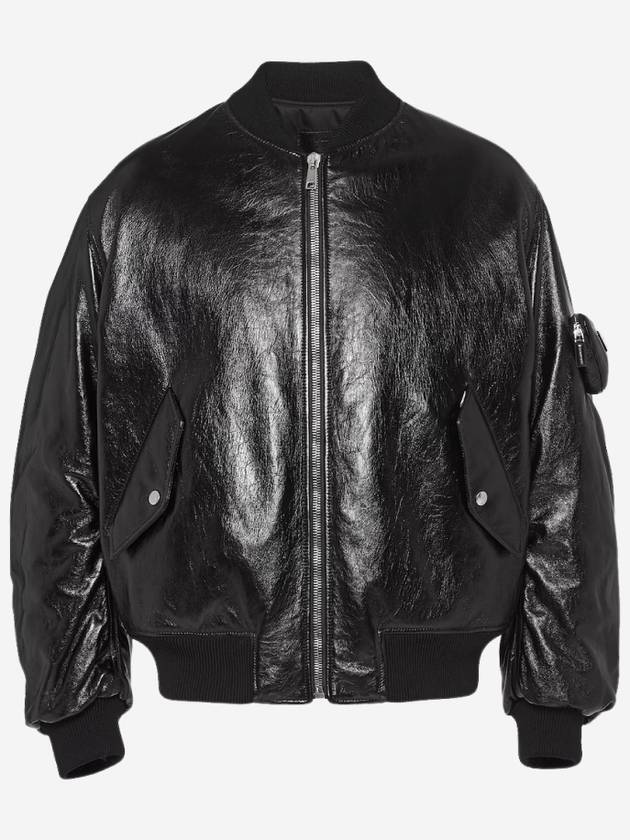 Triangle Pouch Nappa Leather Bomber Jacket Black - PRADA - BALAAN 2