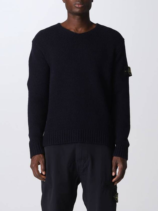 Lambs Wool V-Neck Knit Top Navy - STONE ISLAND - BALAAN 2