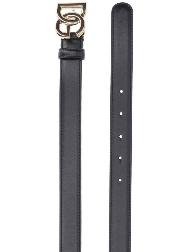 Women's Gold DG Logo Leather Belt Black - DOLCE&GABBANA - BALAAN 23