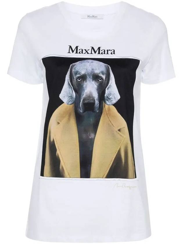 Cypria Print Cotton Short Sleeve T-Shirt White - MAX MARA - BALAAN 5