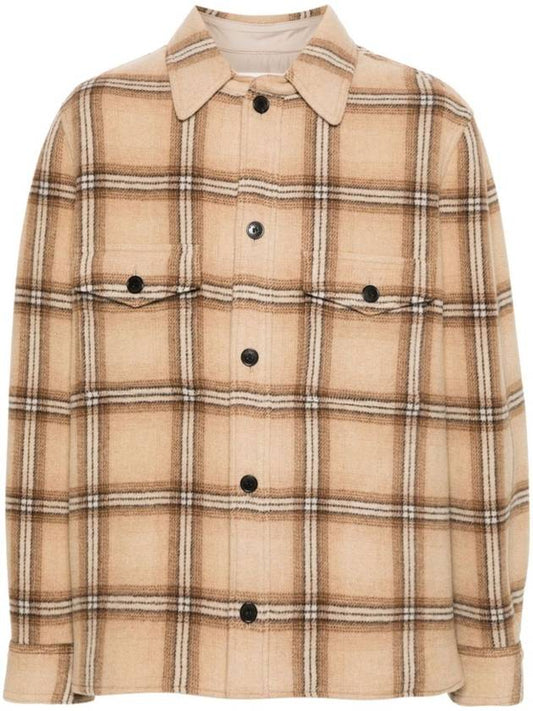 Kervon Check Wool Shirt Jacket Camel - ISABEL MARANT - BALAAN 2