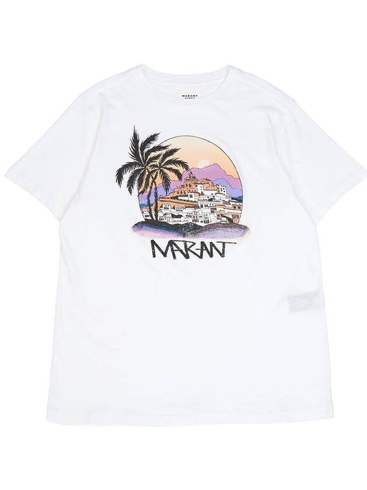 Zewel Print Cotton Short Sleeve T-Shirt White - ISABEL MARANT - BALAAN 2