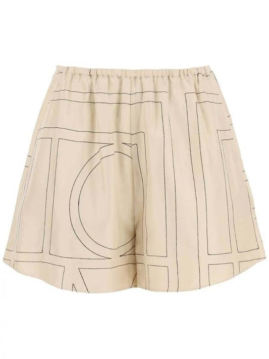 Monogram Silk Pyjamas Shorts Ivory - TOTEME - BALAAN 1