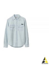 Logo Patch Cotton Long Sleeve Shirt Light Blue - MIU MIU - BALAAN 2