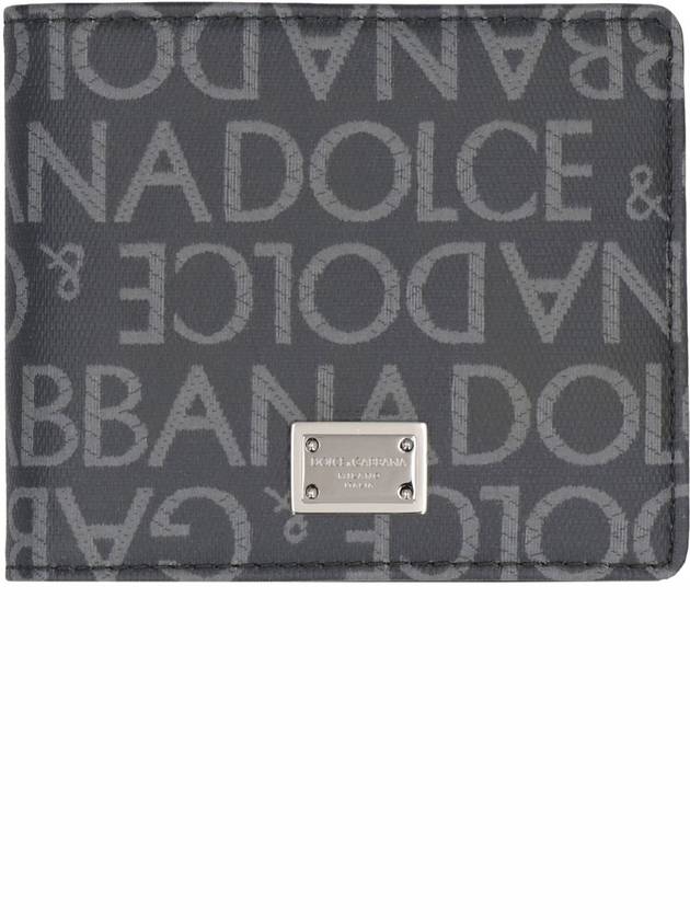 Logo Jacquard Fabric Half Wallet Grey - DOLCE&GABBANA - BALAAN 3