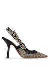 J'adior Butterfly Motif Metallic Thread Slingback Heels Black - DIOR - BALAAN 1