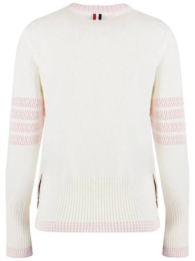 4 Bar Stripe Cotton Sweatshirt White - THOM BROWNE - BALAAN 4